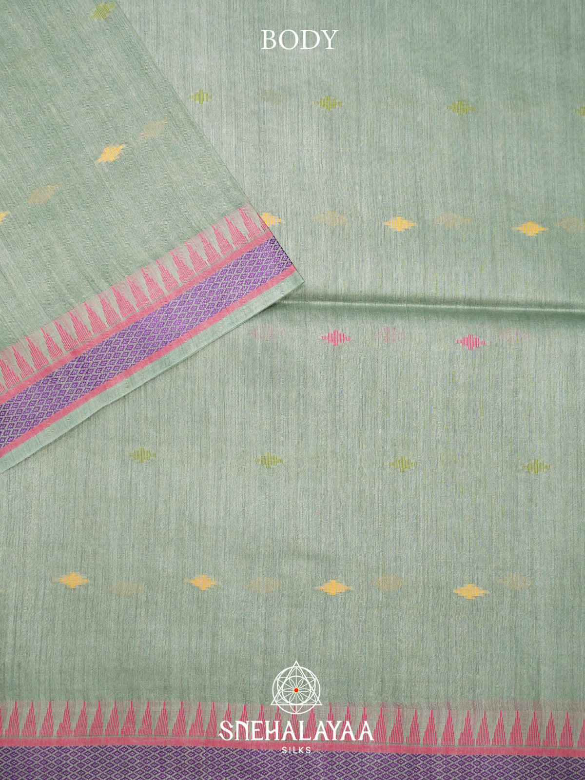 Sage Green Matka Tussar Silk Saree