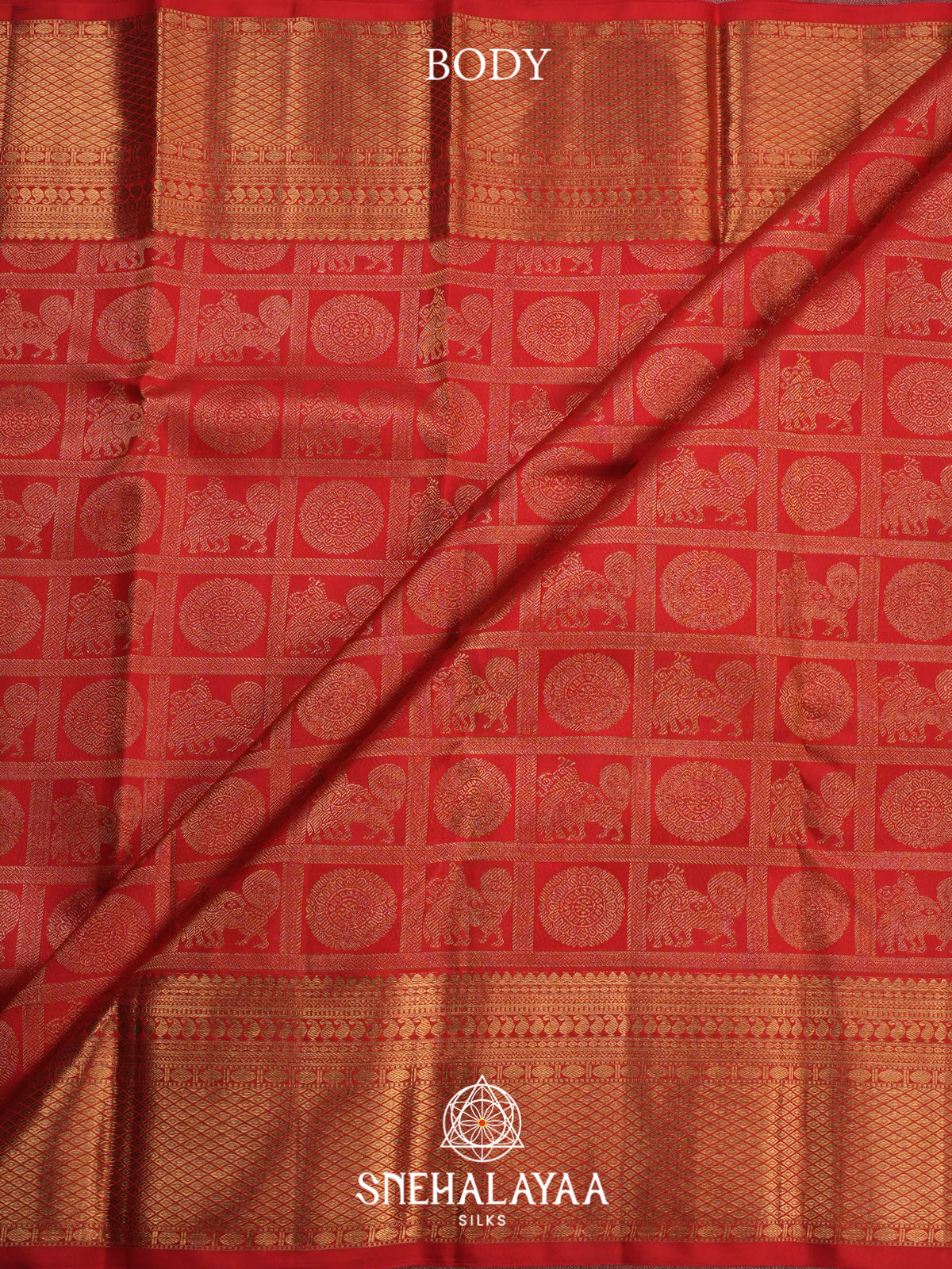 Red Kanjivaram Silk Saree with Gold Zari Traditional Motifs