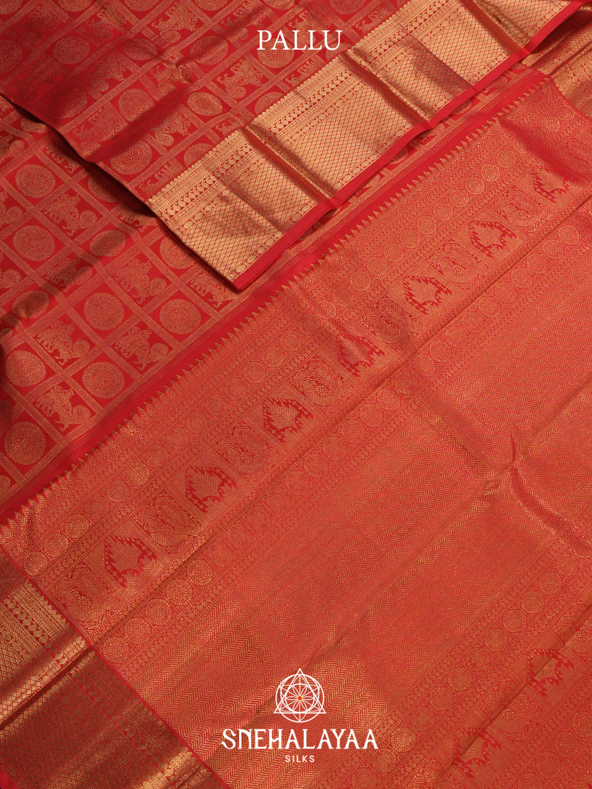 Red Kanjivaram Silk Saree with Gold Zari Traditional Motifs