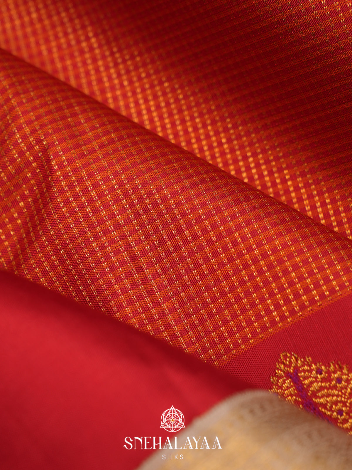 Red Kanjivaram Silk Saree with Zari Floral Border