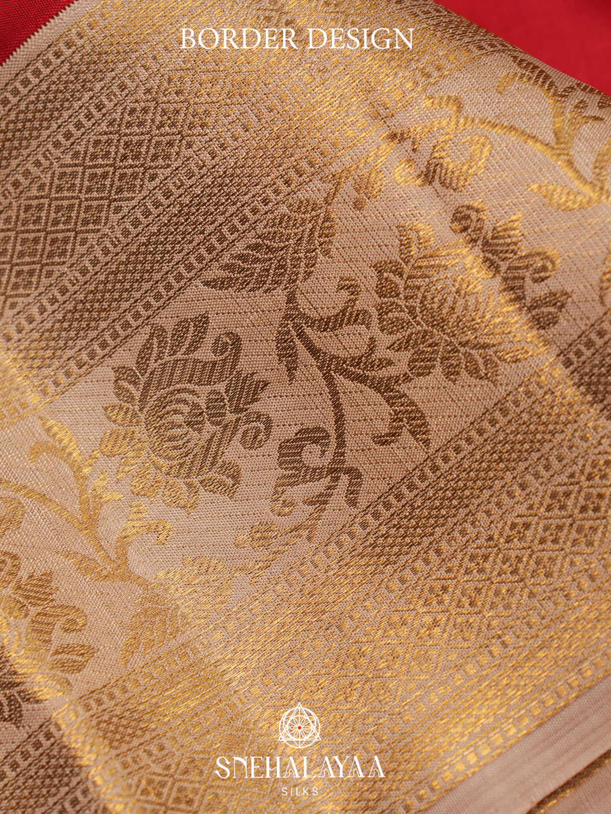 Red Kanjivaram Silk Saree with Zari Floral Border