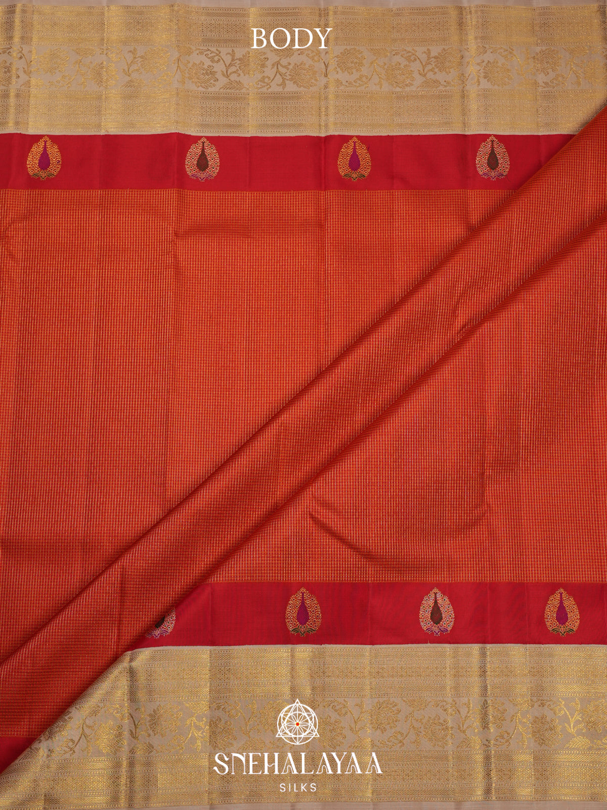 Red Kanjivaram Silk Saree with Zari Floral Border