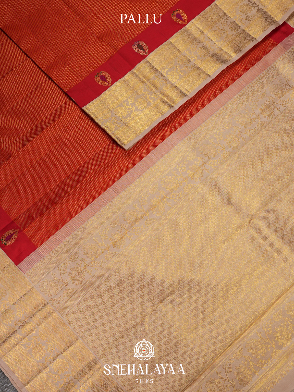 Red Kanjivaram Silk Saree with Zari Floral Border