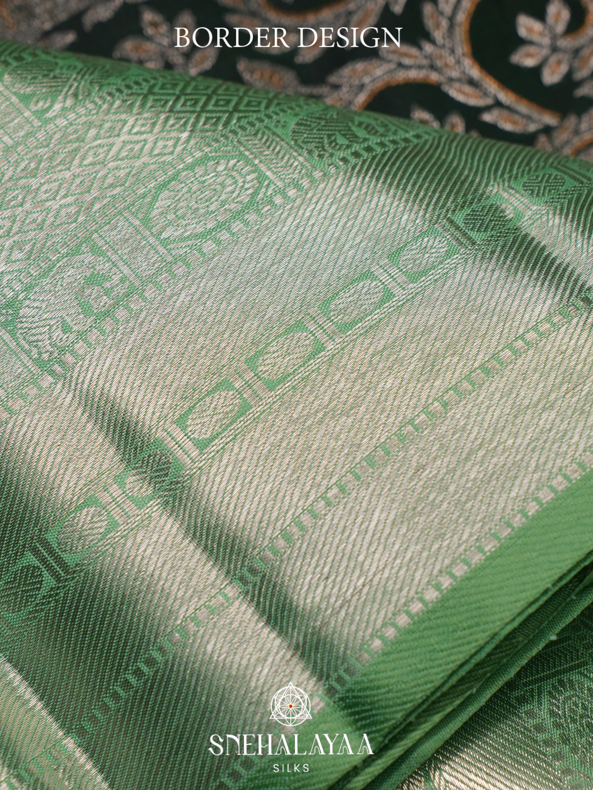 Green Kanjivaram Silk Saree with Mint Green Zari Border