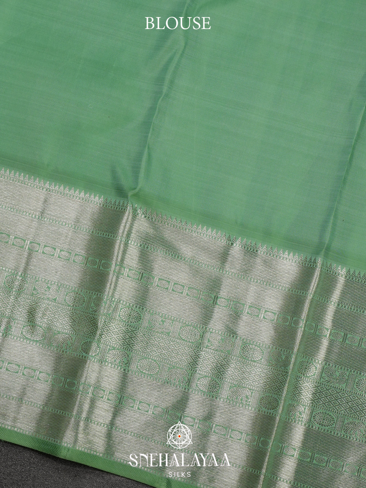 Green Kanjivaram Silk Saree with Mint Green Zari Border