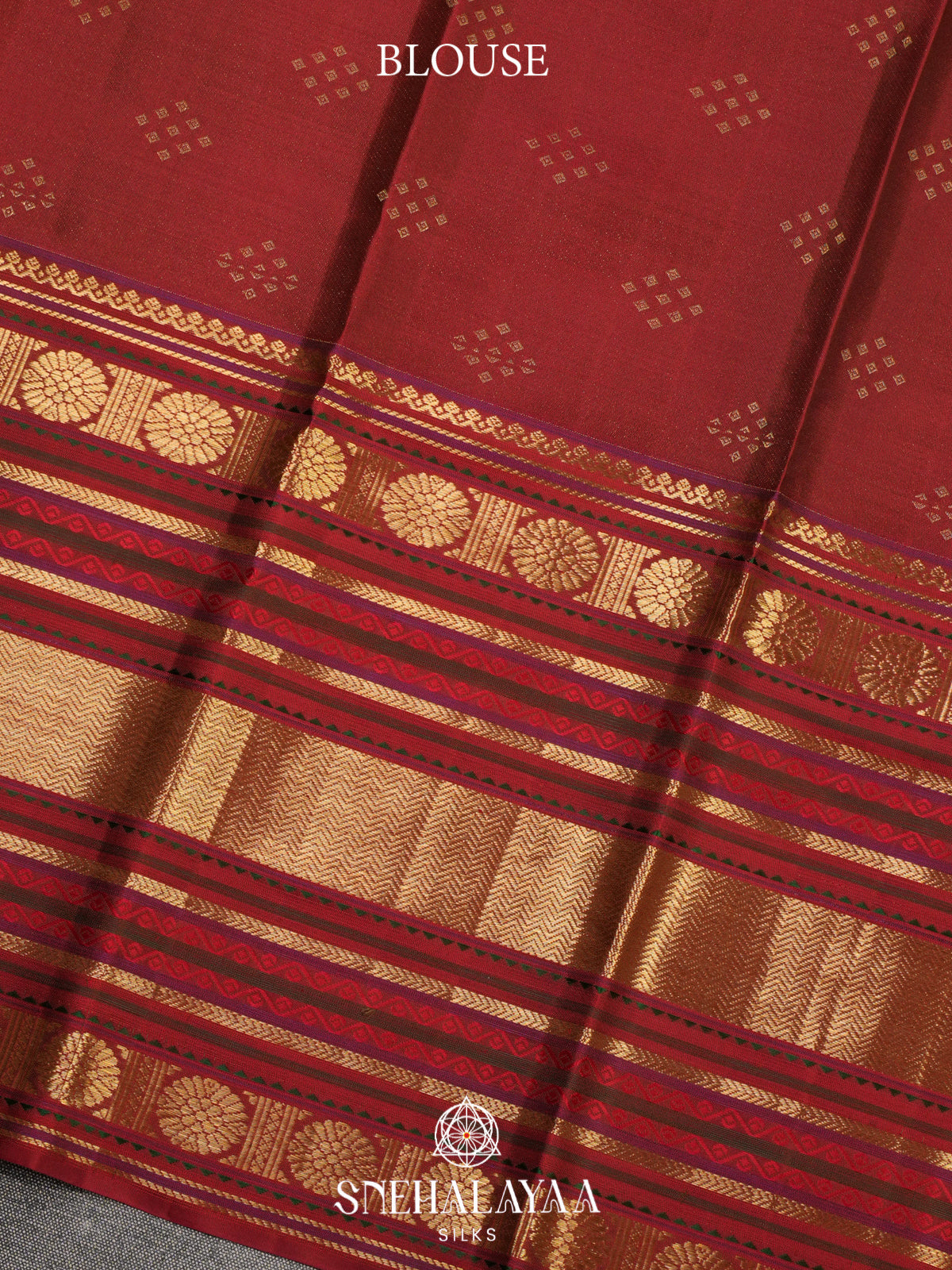 Beige Checked Kanjivaram Silk Saree with Traditional Red Gold Zari Border