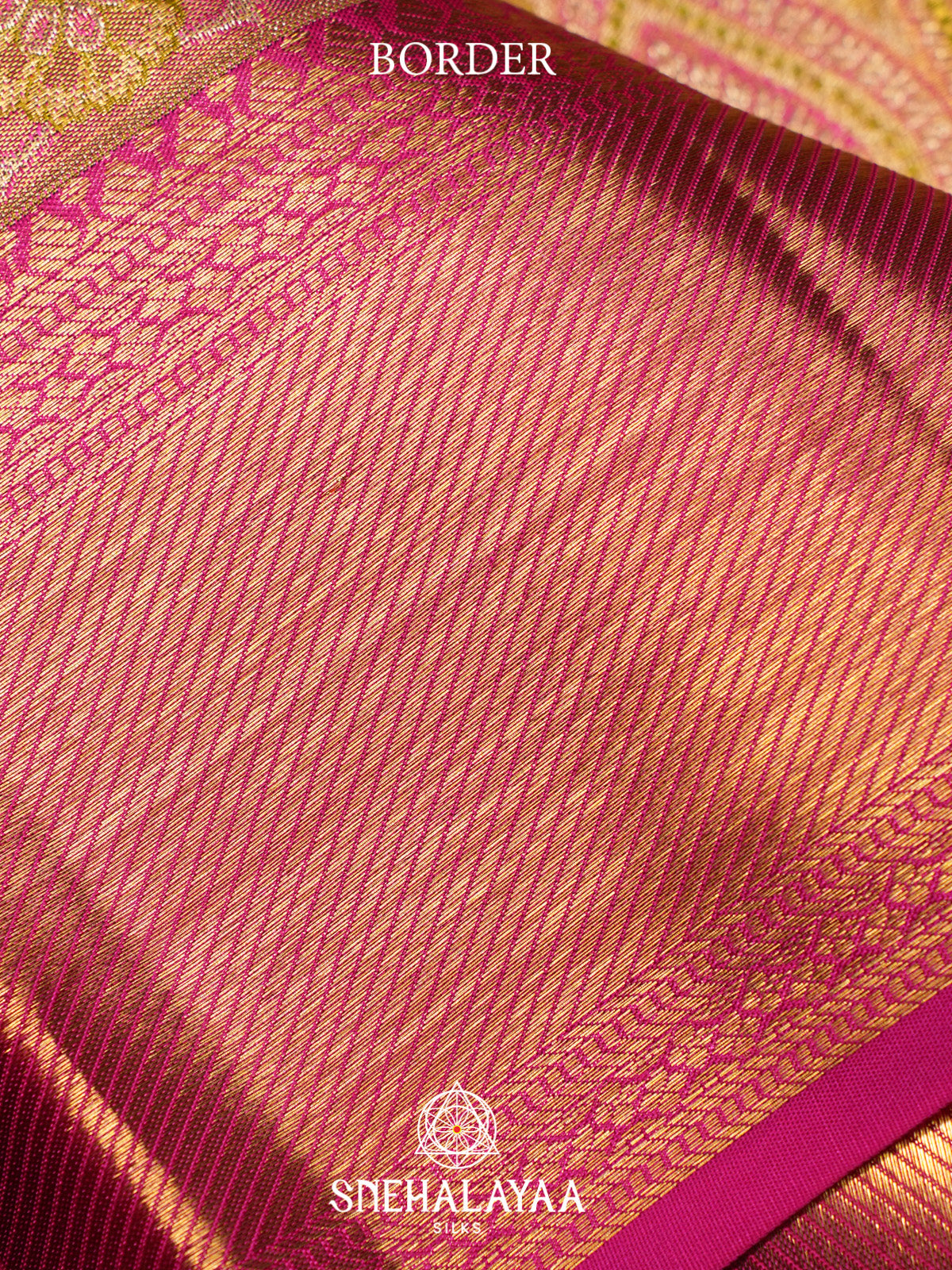Golden Tissue Kanjivaram Silk Saree with Pink Zari Border