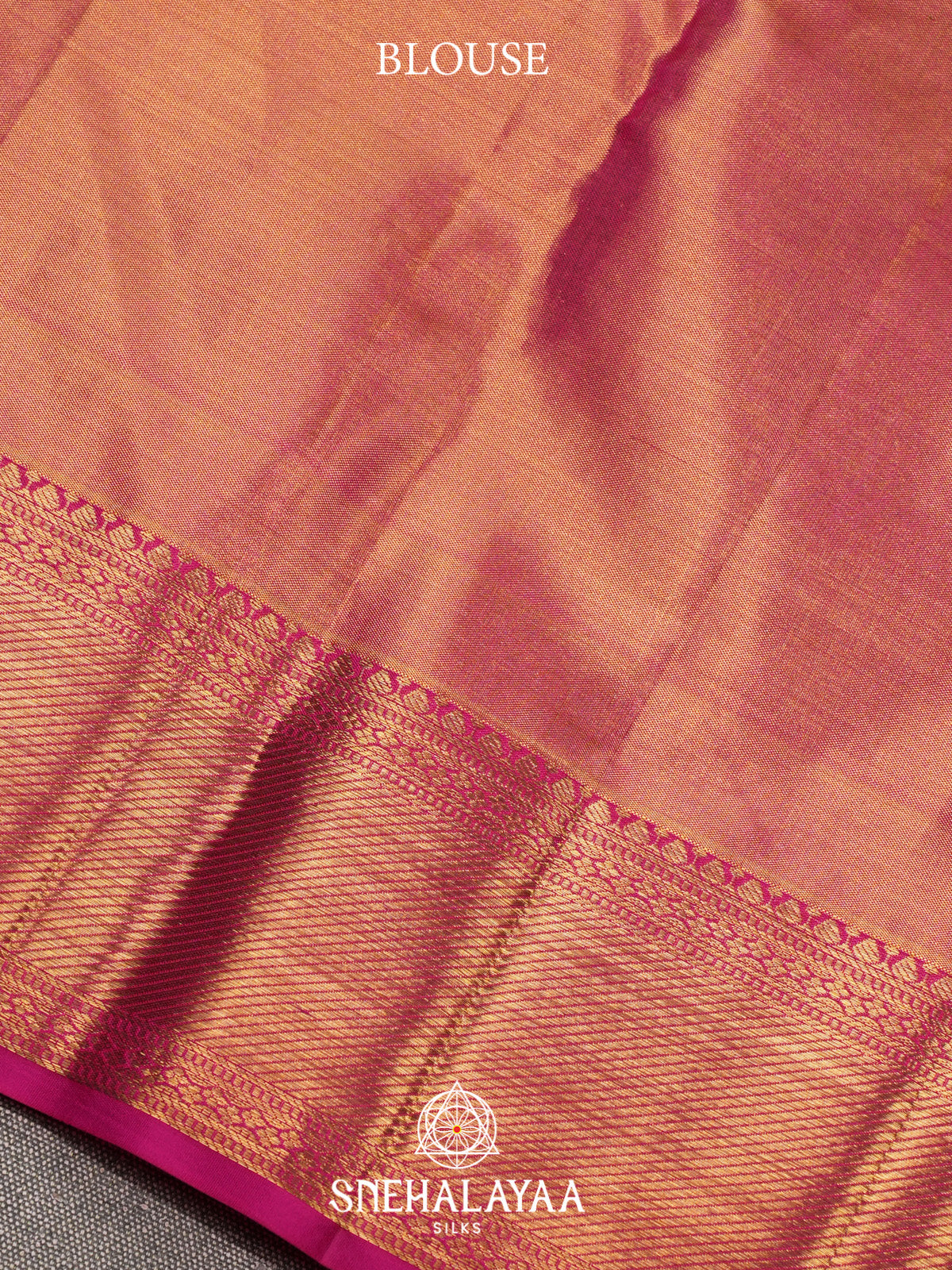 Golden Tissue Kanjivaram Silk Saree with Pink Zari Border