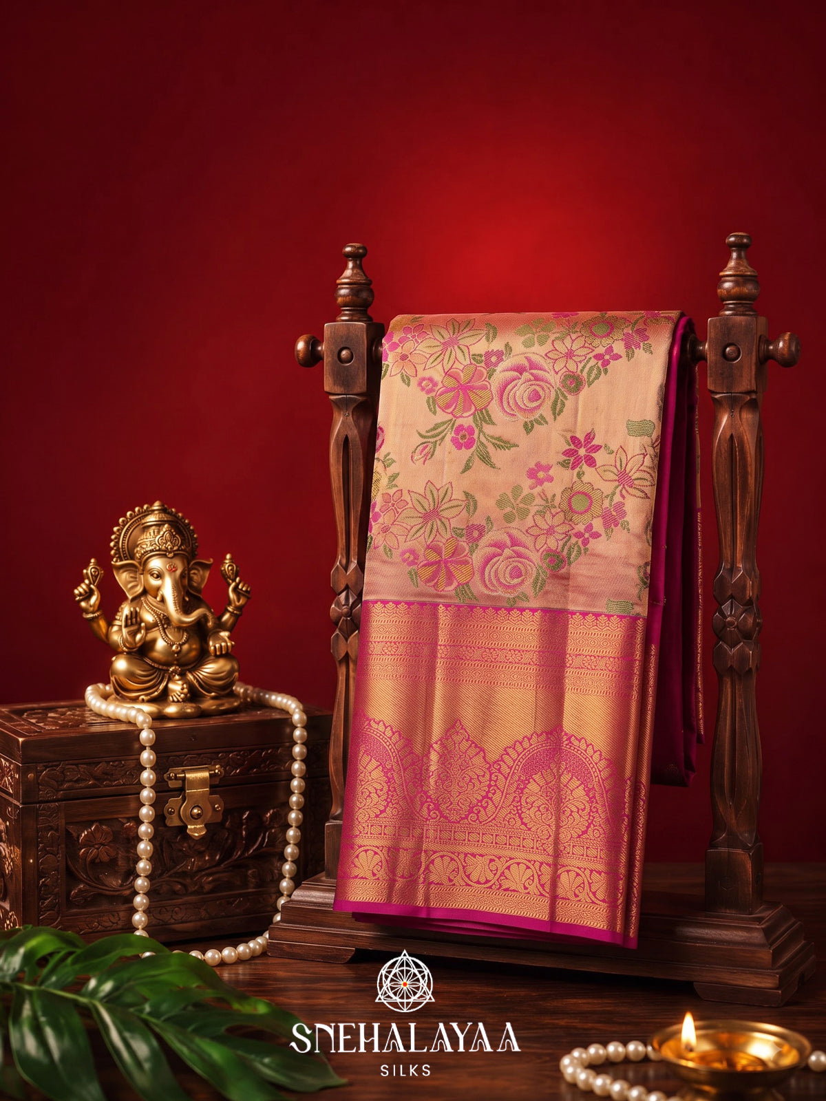 Rose Pink Kanjivaram Silk Saree