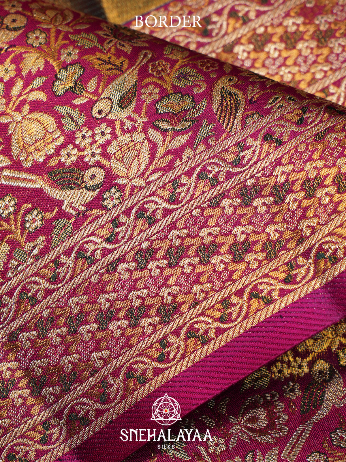 Mutlicolour Tissue Kanjivaram Silk Saree with Magenta Zari Border