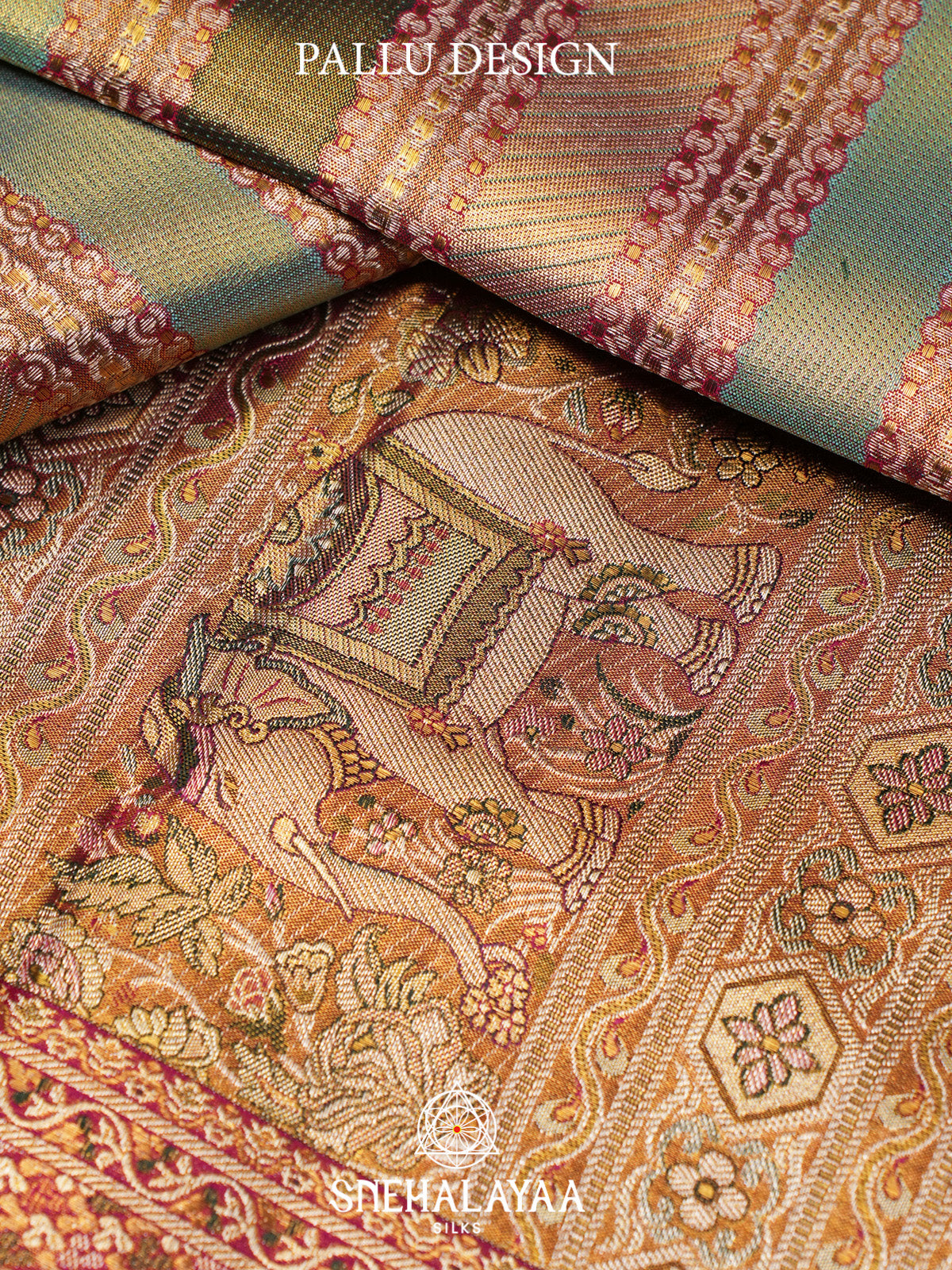 Mutlicolour Tissue Kanjivaram Silk Saree with Magenta Zari Border