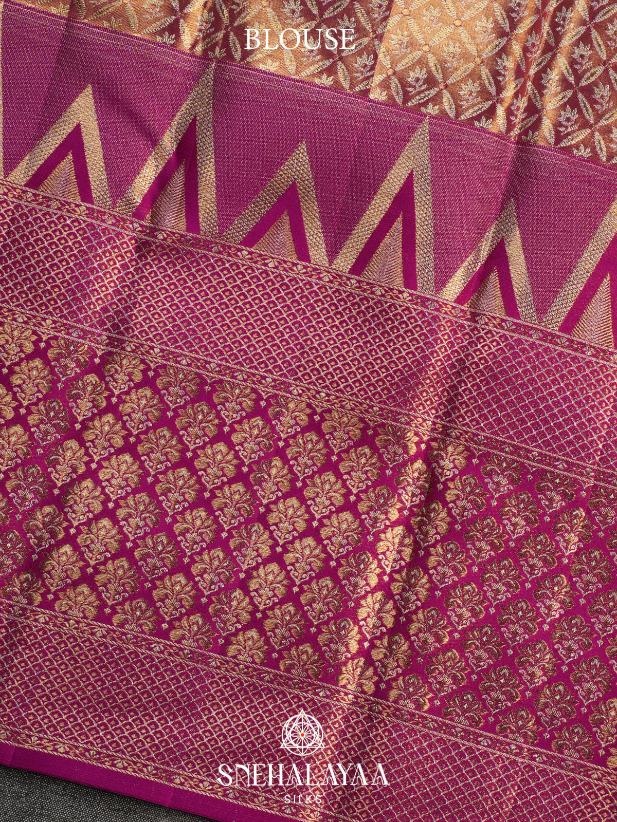 Sage Green Kanjivaram Silk Saree with Magenta Floral and Elephant Zari Border