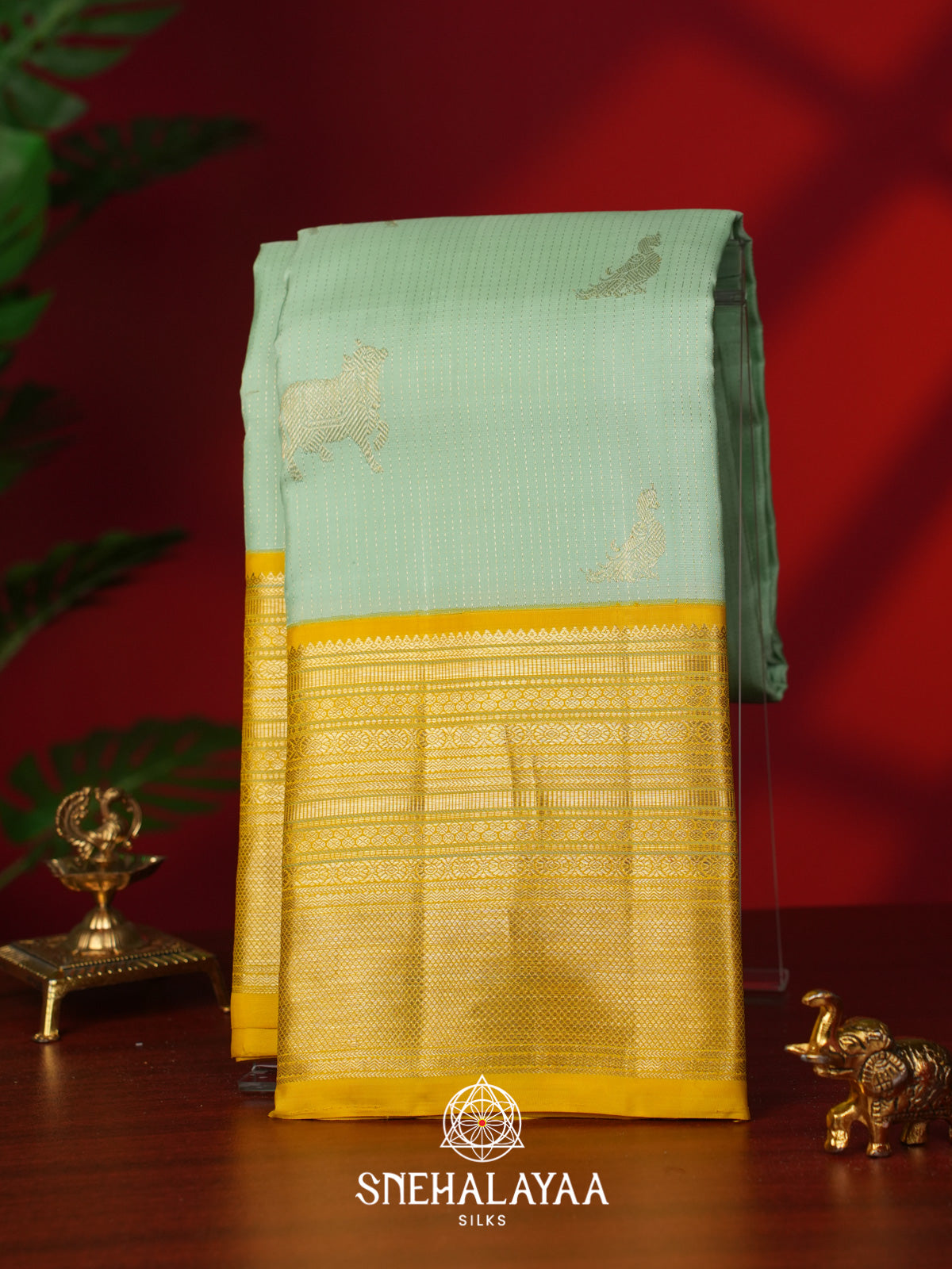 Pista Green Kanjivaram Silk Saree