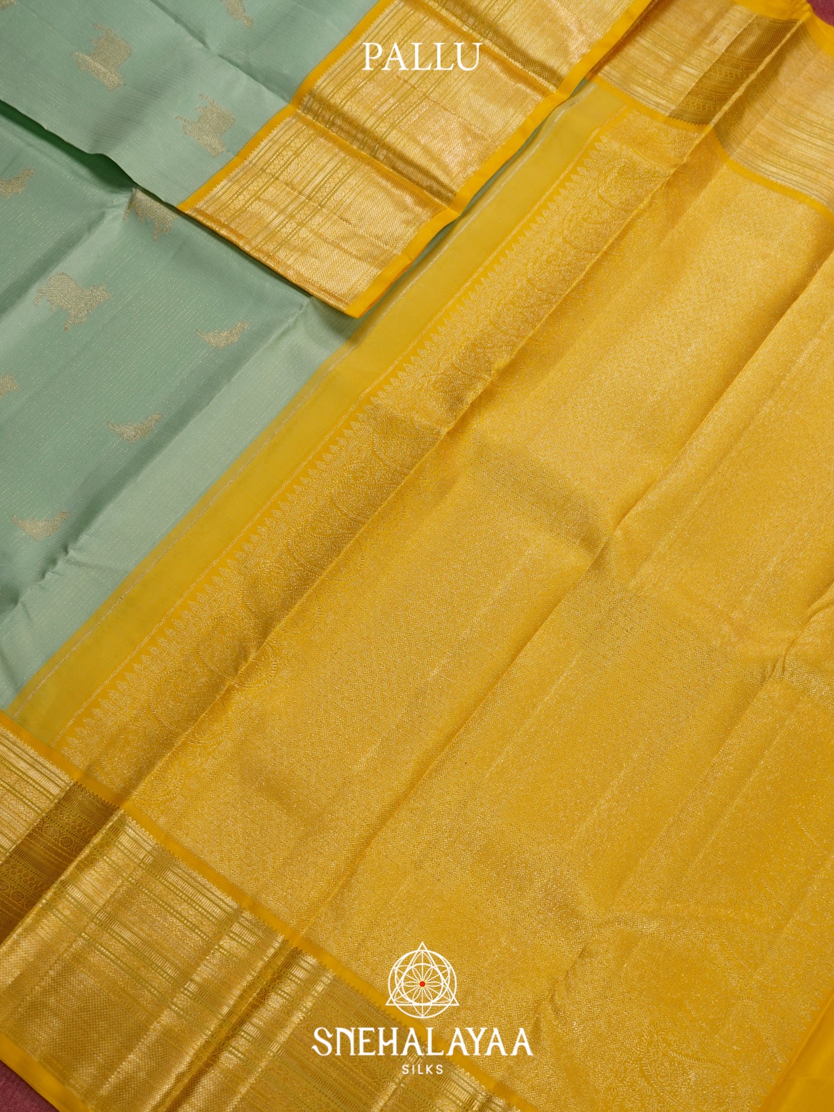 Pista Green Kanjivaram Silk Saree
