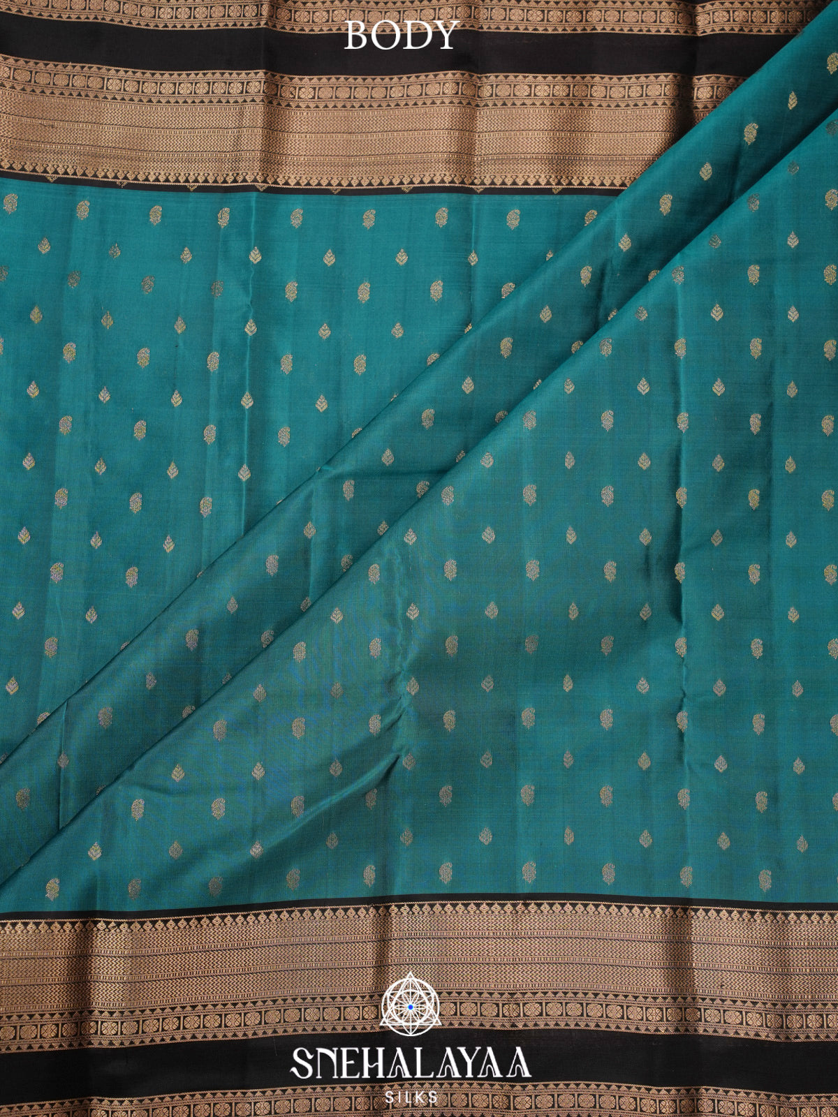 Teal Blue Kanjivaram Silk Saree