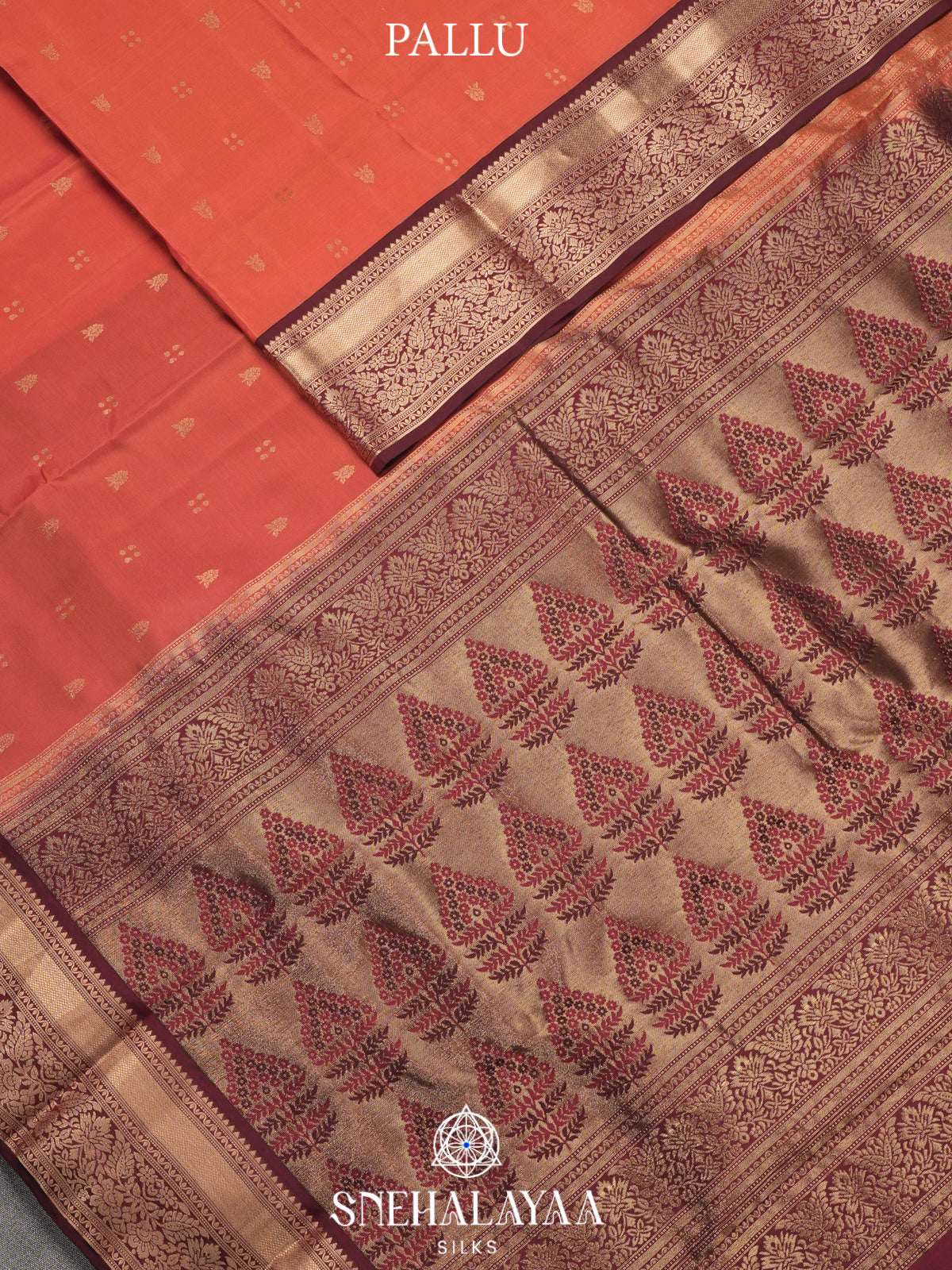 Coral Pink Kanjivaram Silk Saree