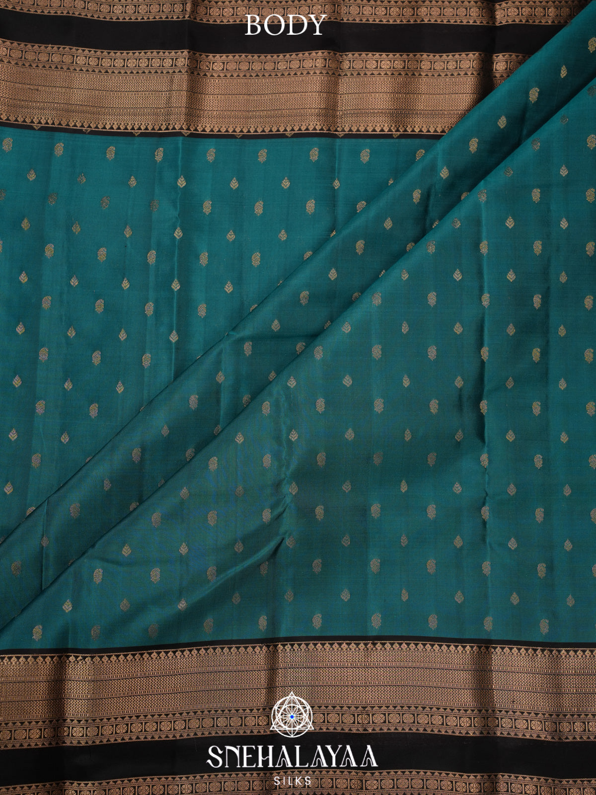 Teal Blue Kanjivaram Silk Saree