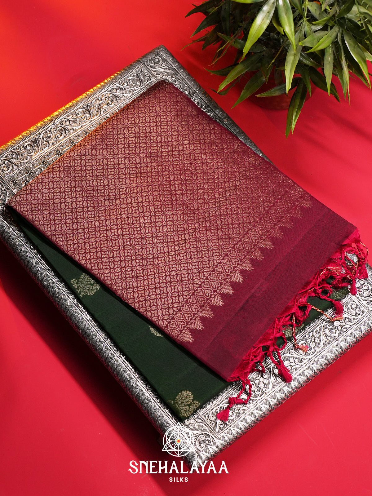 Forest Green Soft Silk Saree