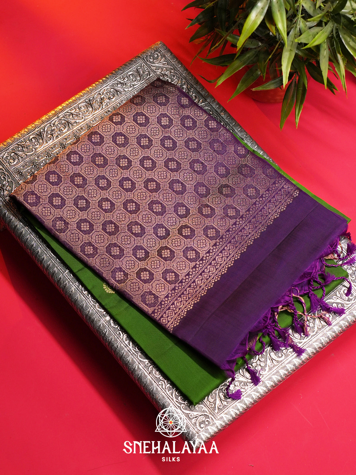 Parrot Green Soft Silk Saree