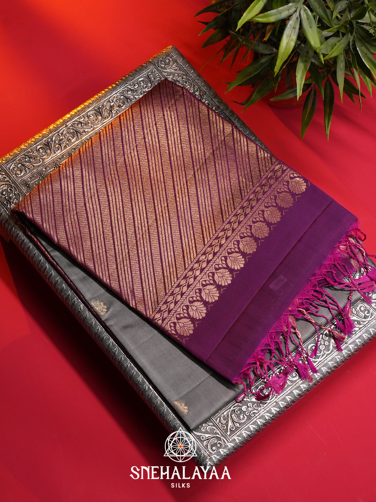 Grey Soft Silk Saree