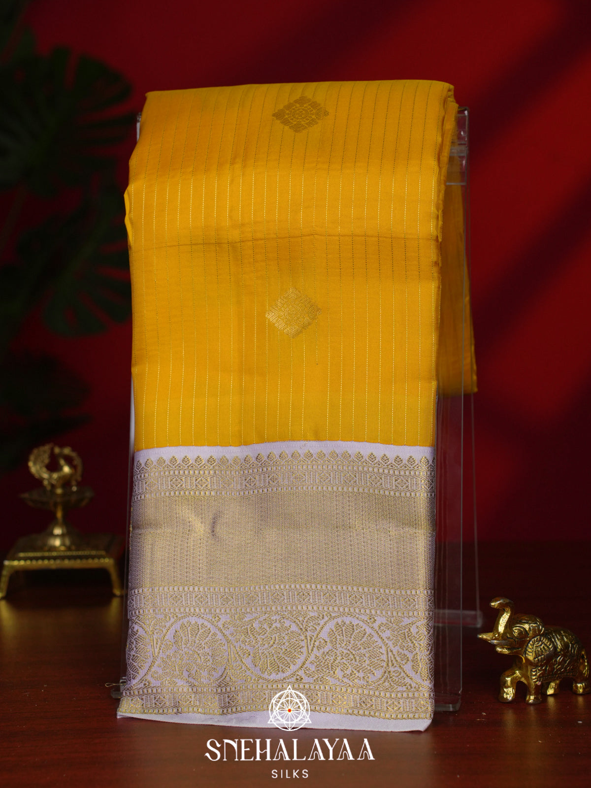 Mango Yellow Kanjivaram Silk Saree