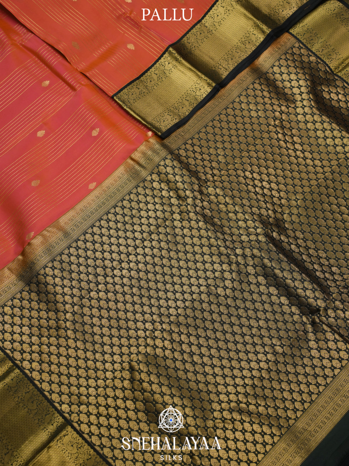 Coral Peach Kanjivaram Silk Saree