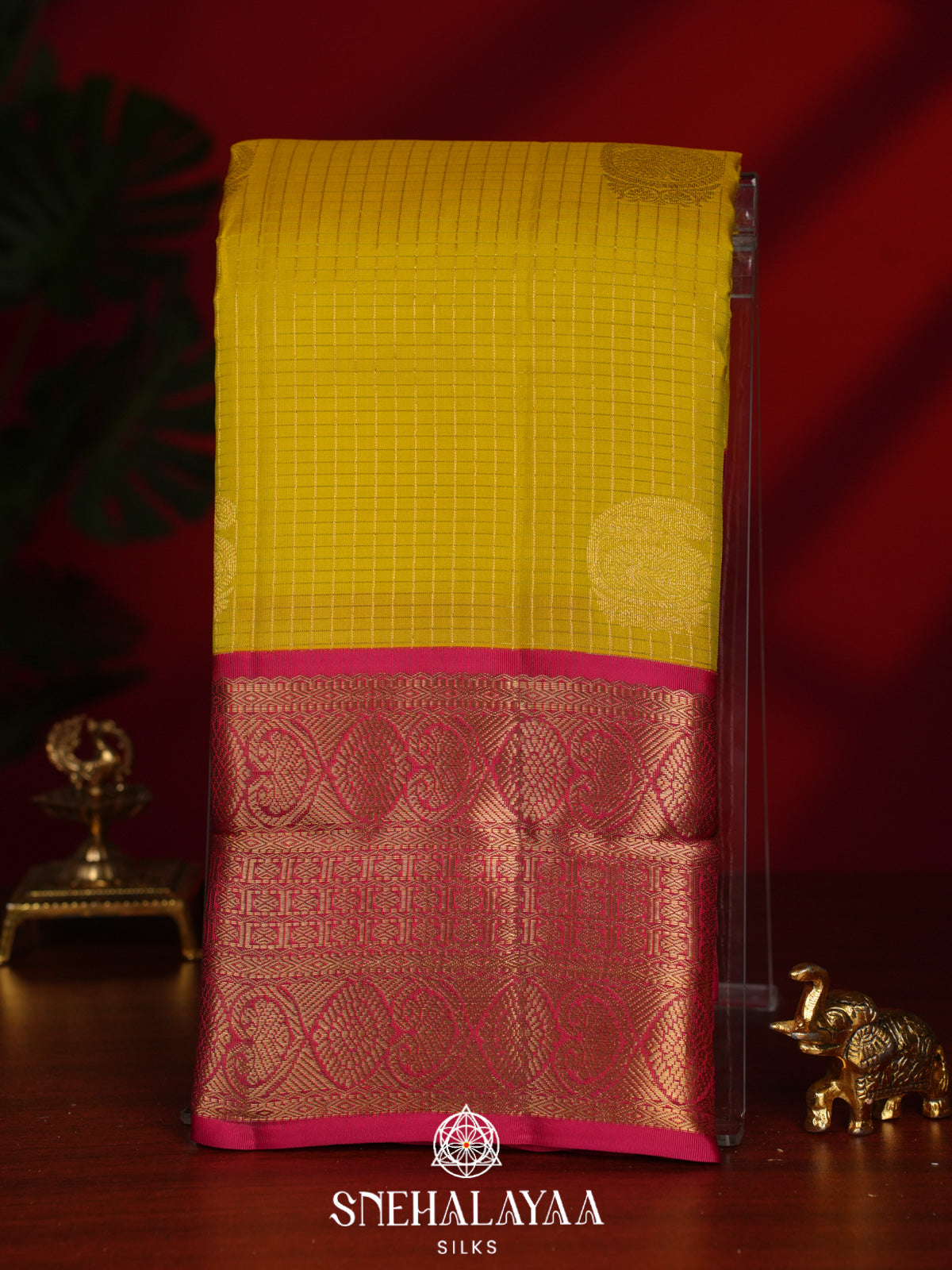 Lemon Yellow Kanjivaram Silk Saree