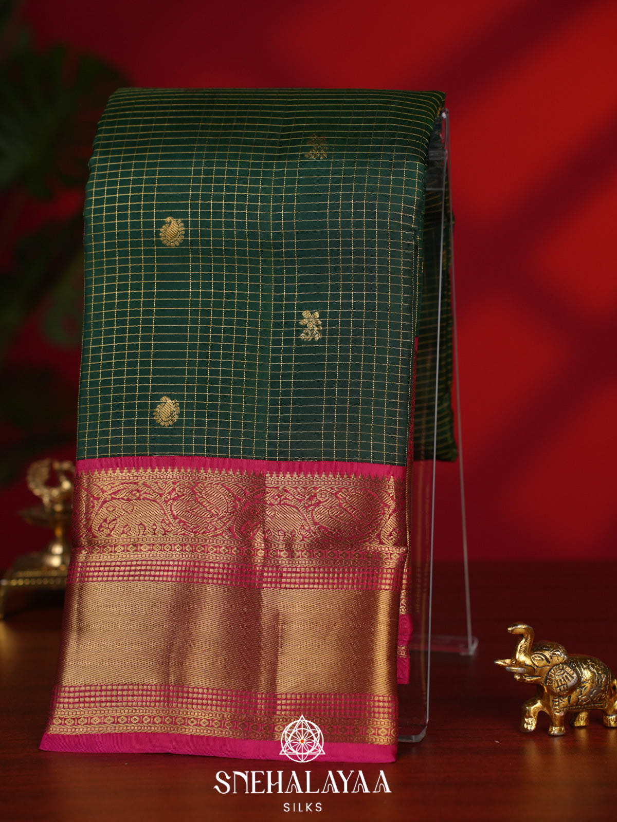 Forest Green Kanjivaram Silk Saree