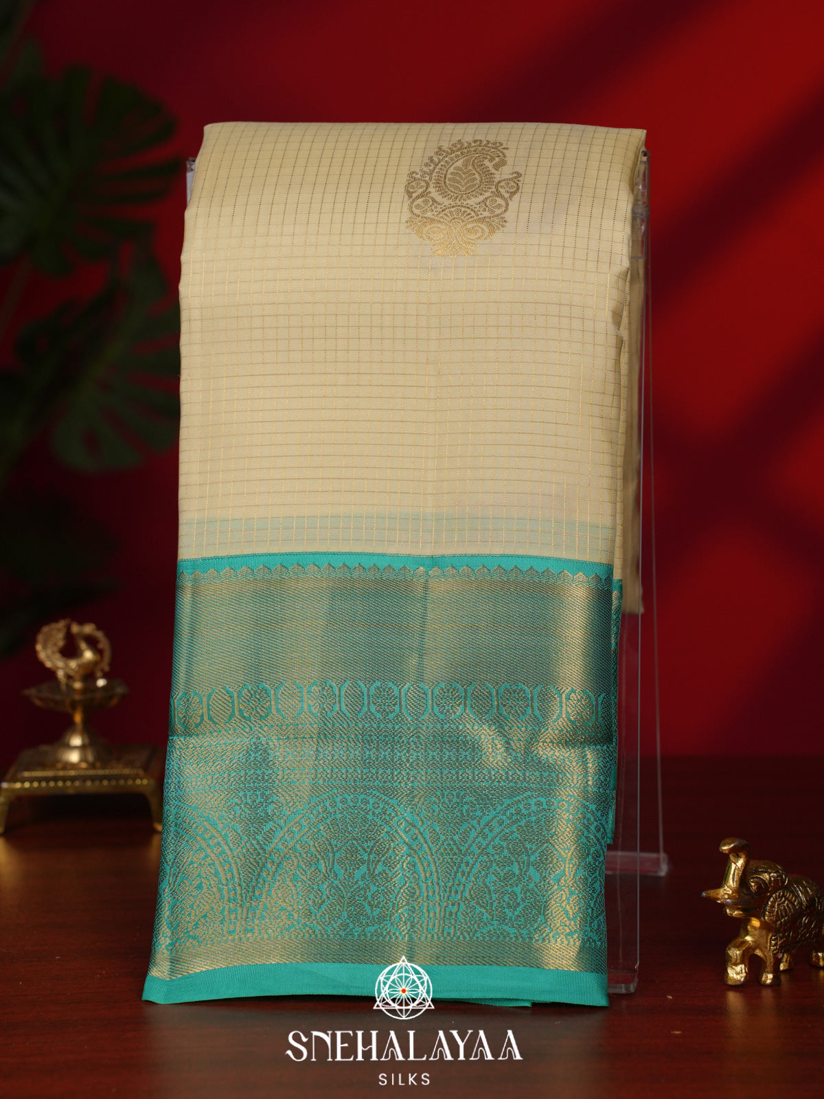 Cream Kanjivaram Silk Saree