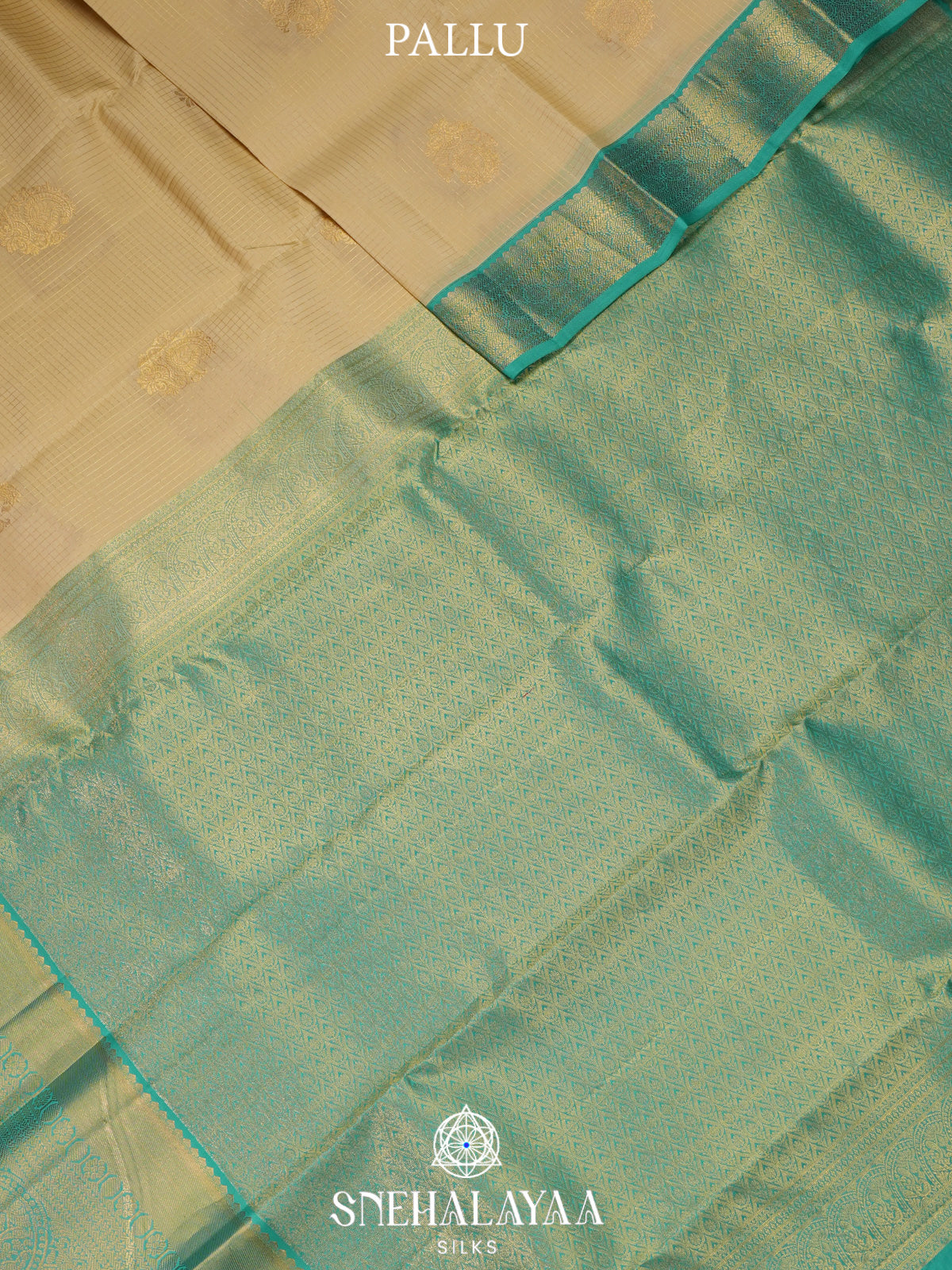 Cream Kanjivaram Silk Saree
