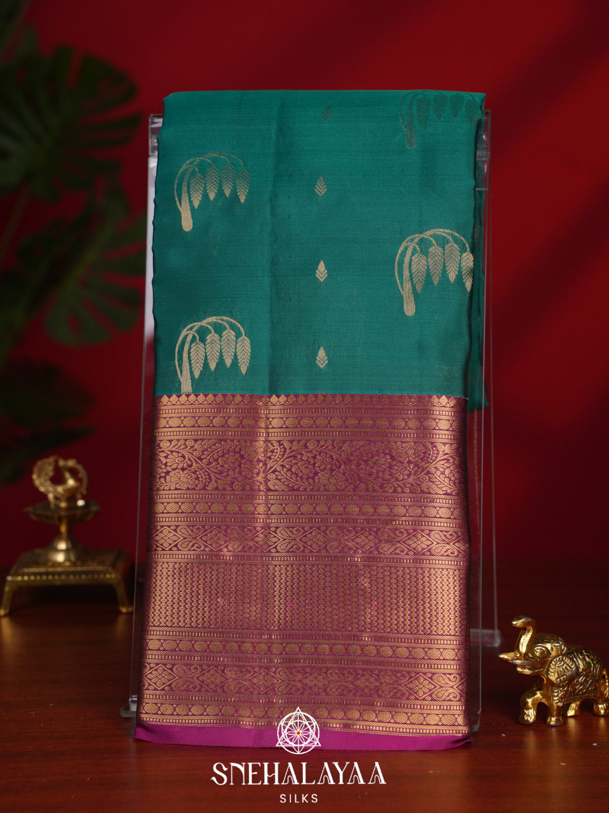 Teal Green Kanjivaram Silk Saree