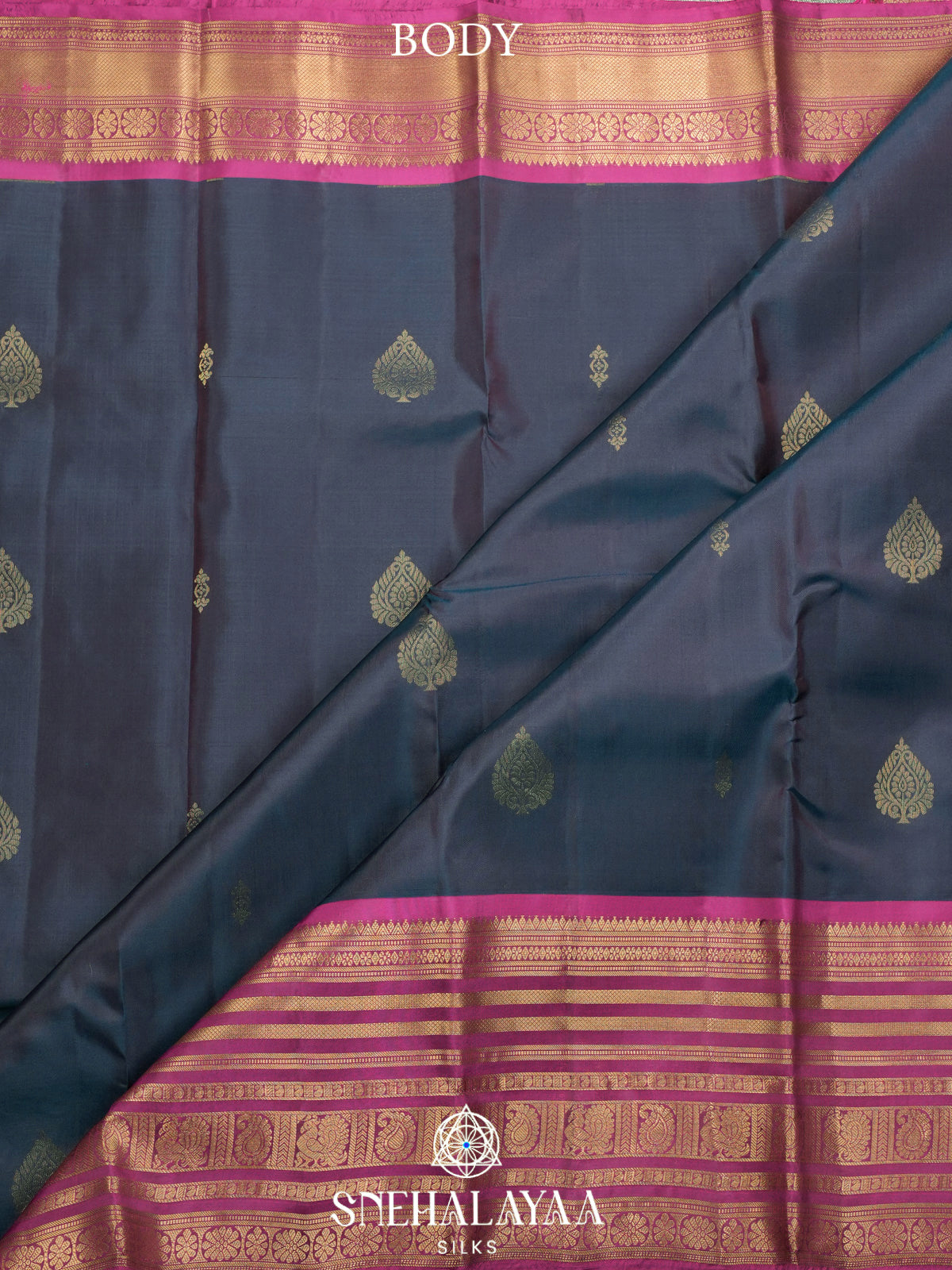Midnight Blue Kanjivaram Silk Saree