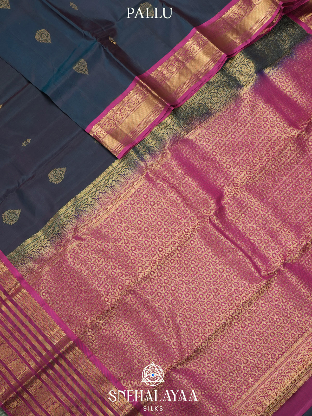 Midnight Blue Kanjivaram Silk Saree