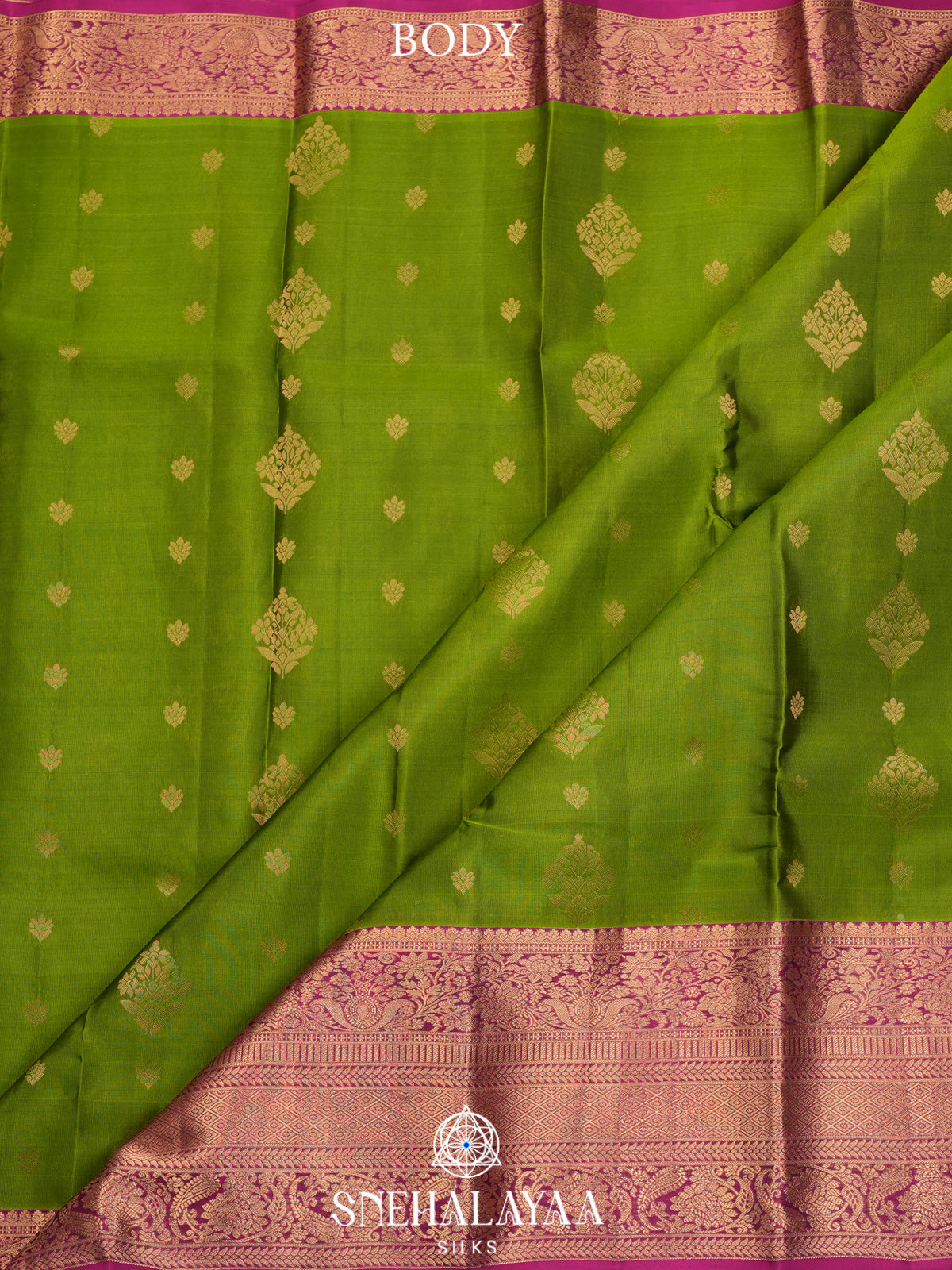 Lime Green Kanjivaram Silk Saree