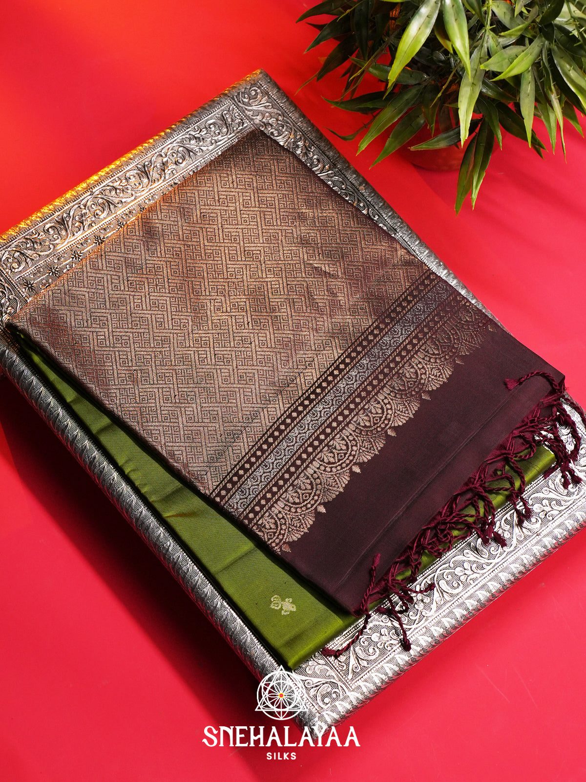 Olive Green Soft Silk Saree