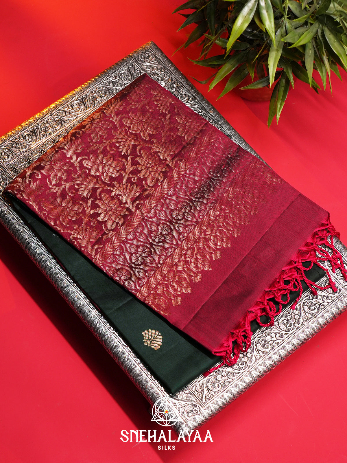 Bottle Green Soft Silk Saree