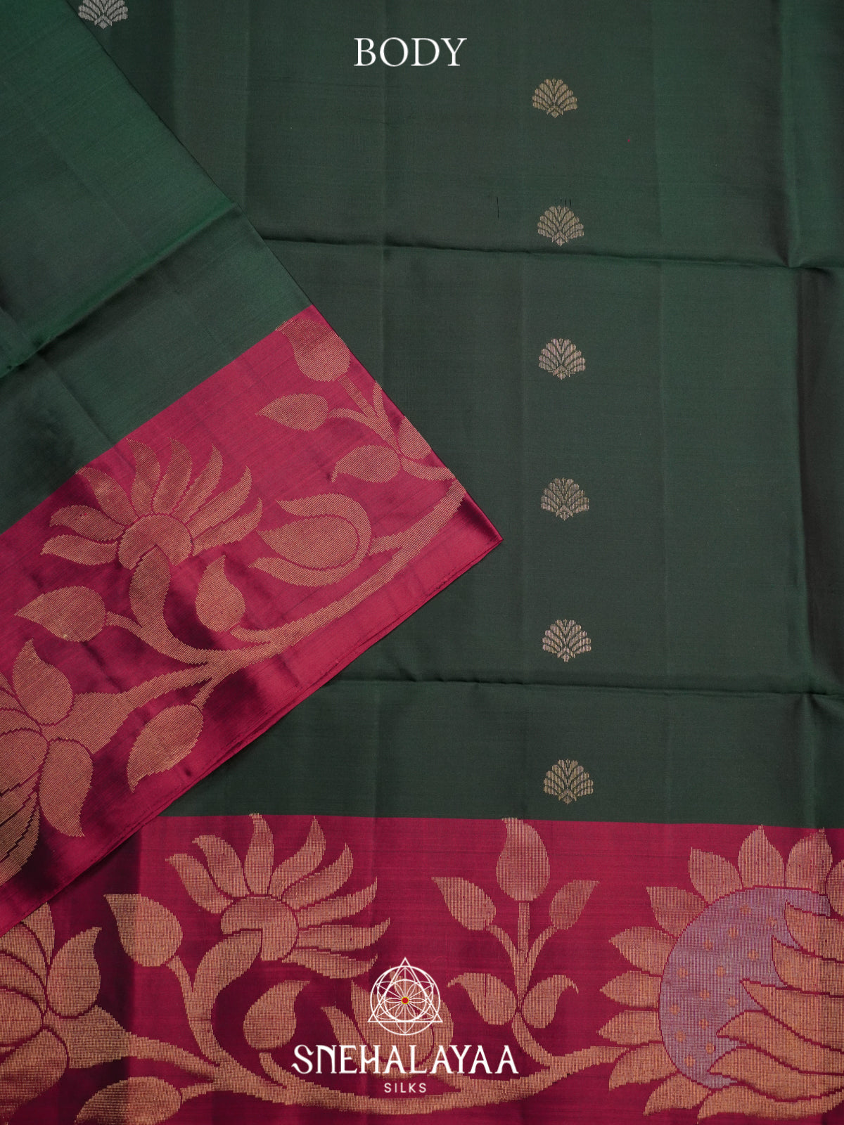 Bottle Green Soft Silk Saree