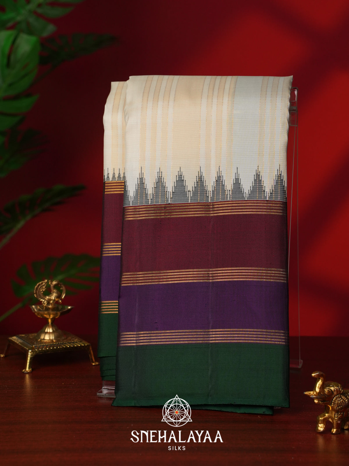 Cream Kanjivaram Silk Saree