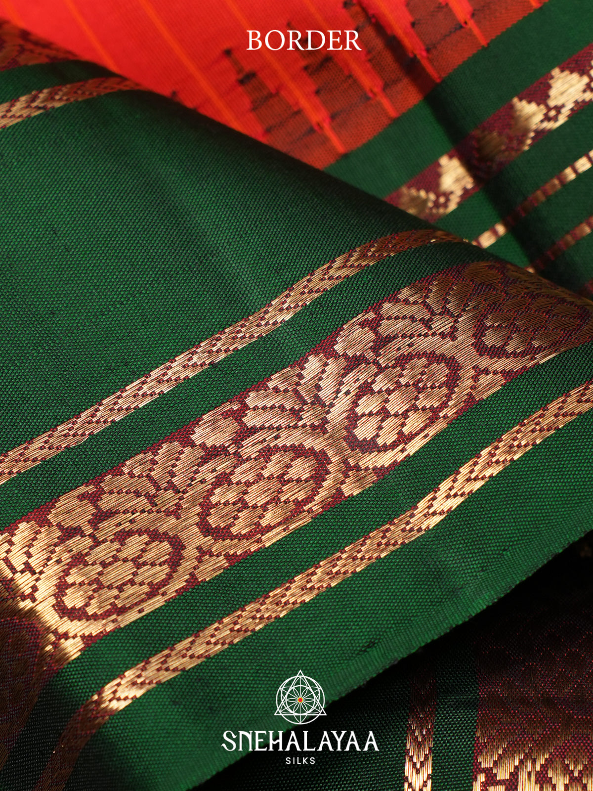 Coral Red Kanjivaram Silk Saree