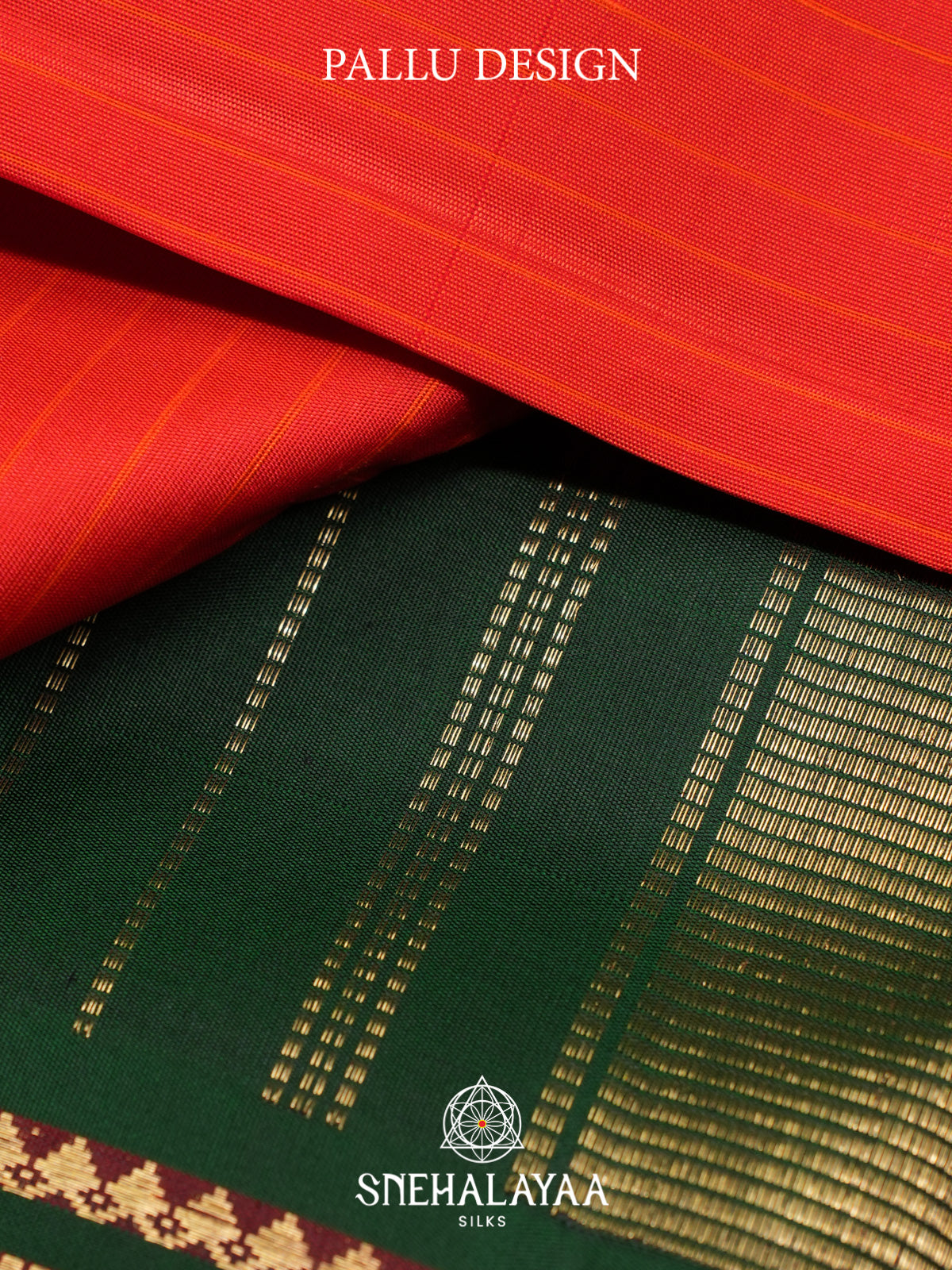Coral Red Kanjivaram Silk Saree