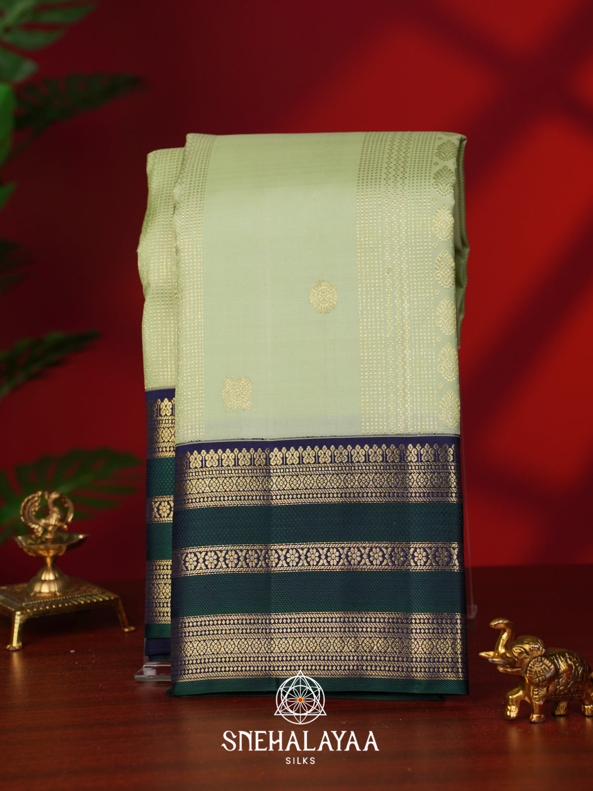 Pista Green Kanjivaram Silk Saree