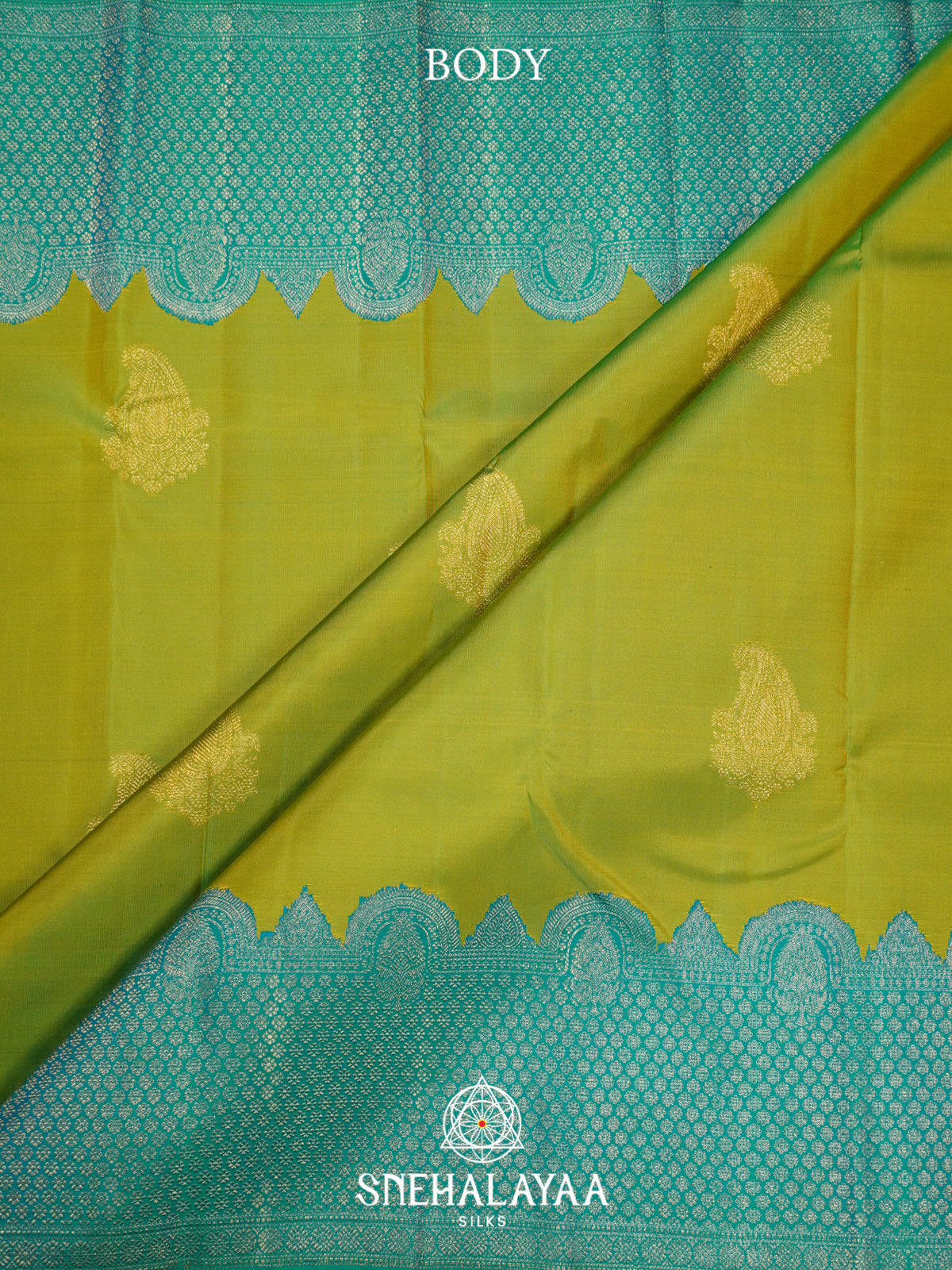 Lime Green Kanjivaram Silk Saree