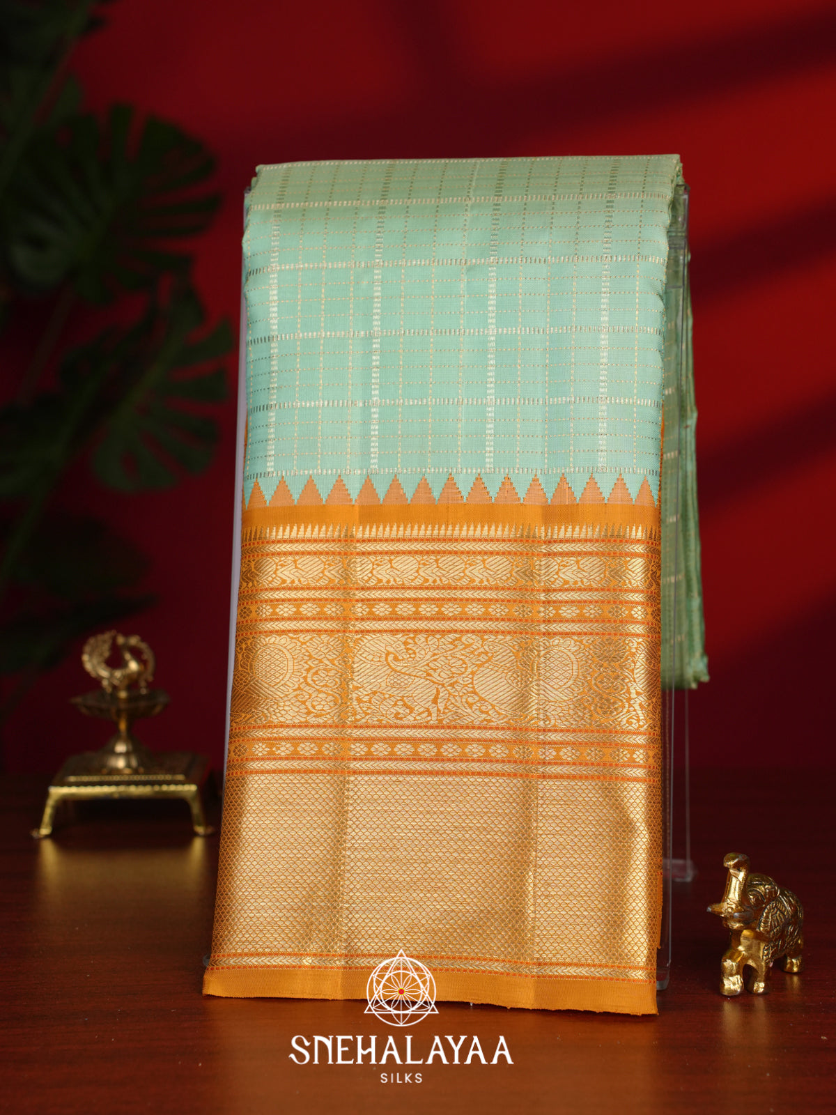 Pista Green Kanjivaram Silk Saree