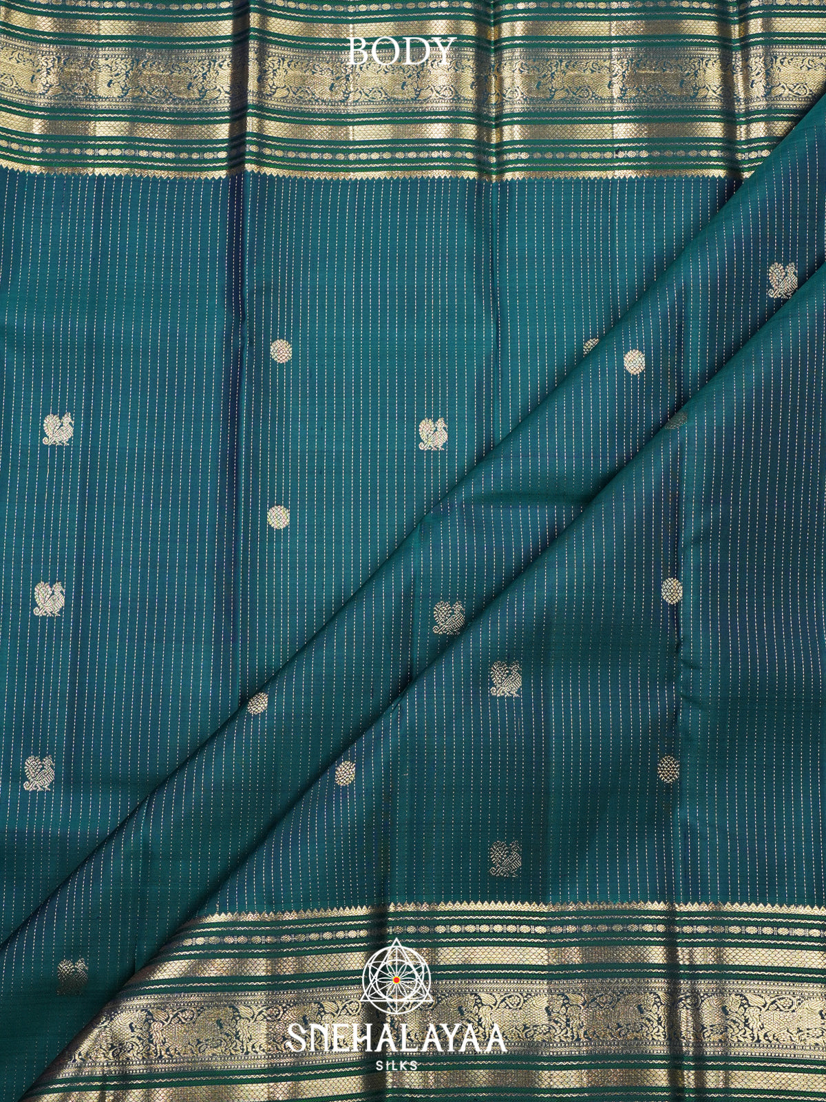 Teal Blue Kanjivaram Silk Saree