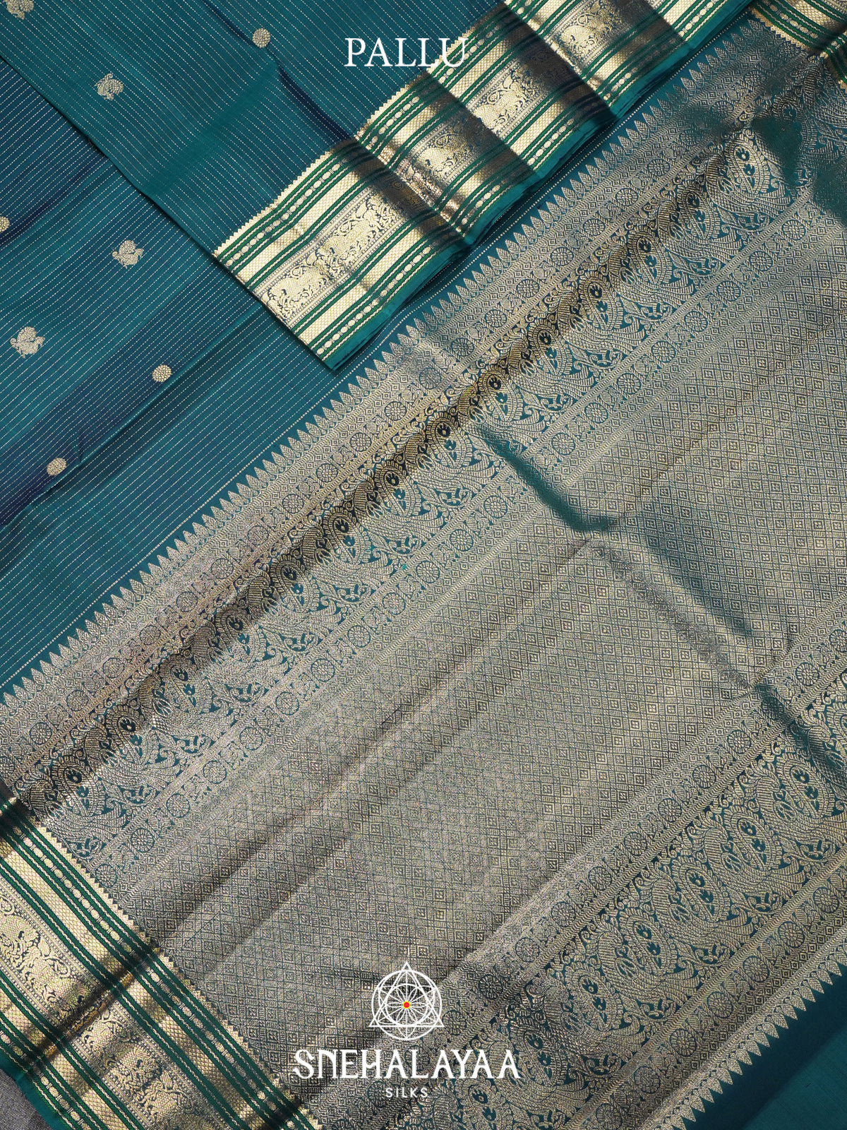 Teal Blue Kanjivaram Silk Saree
