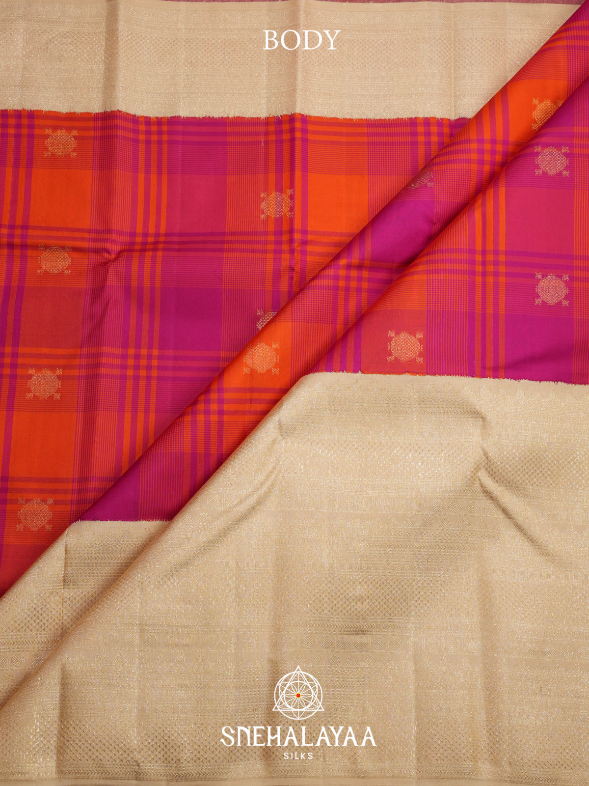 Orange Kanjivaram Silk Saree