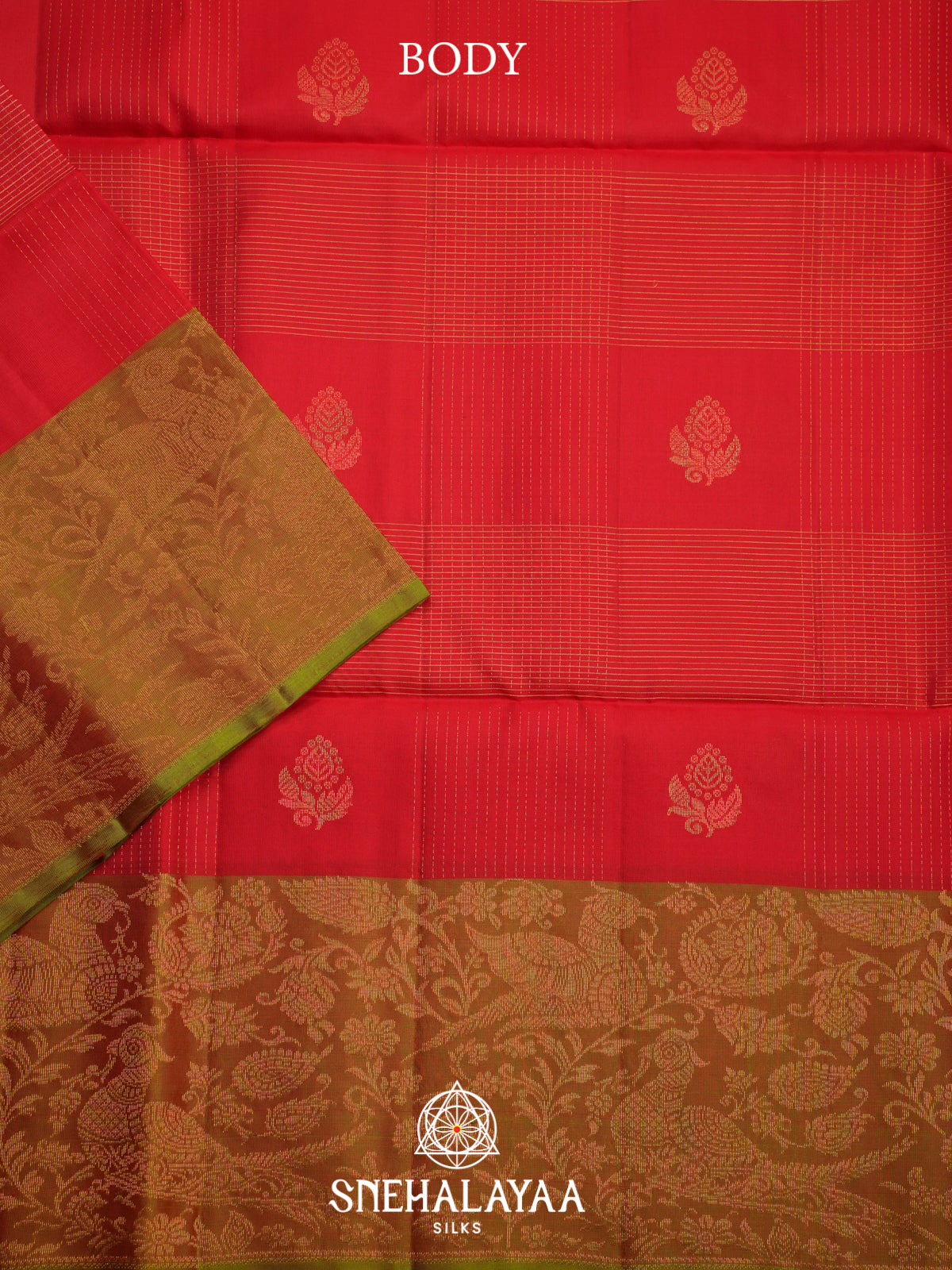 Vermilion Red Soft Silk Saree