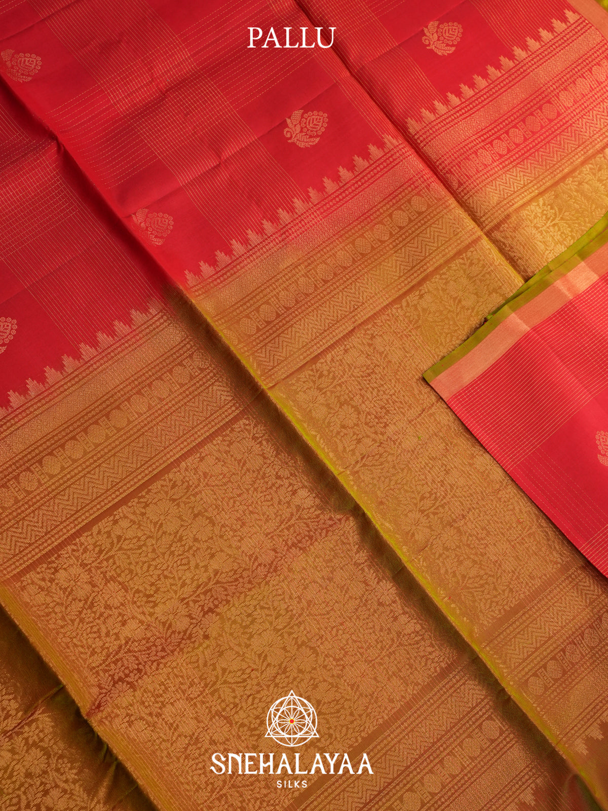 Vermilion Red Soft Silk Saree