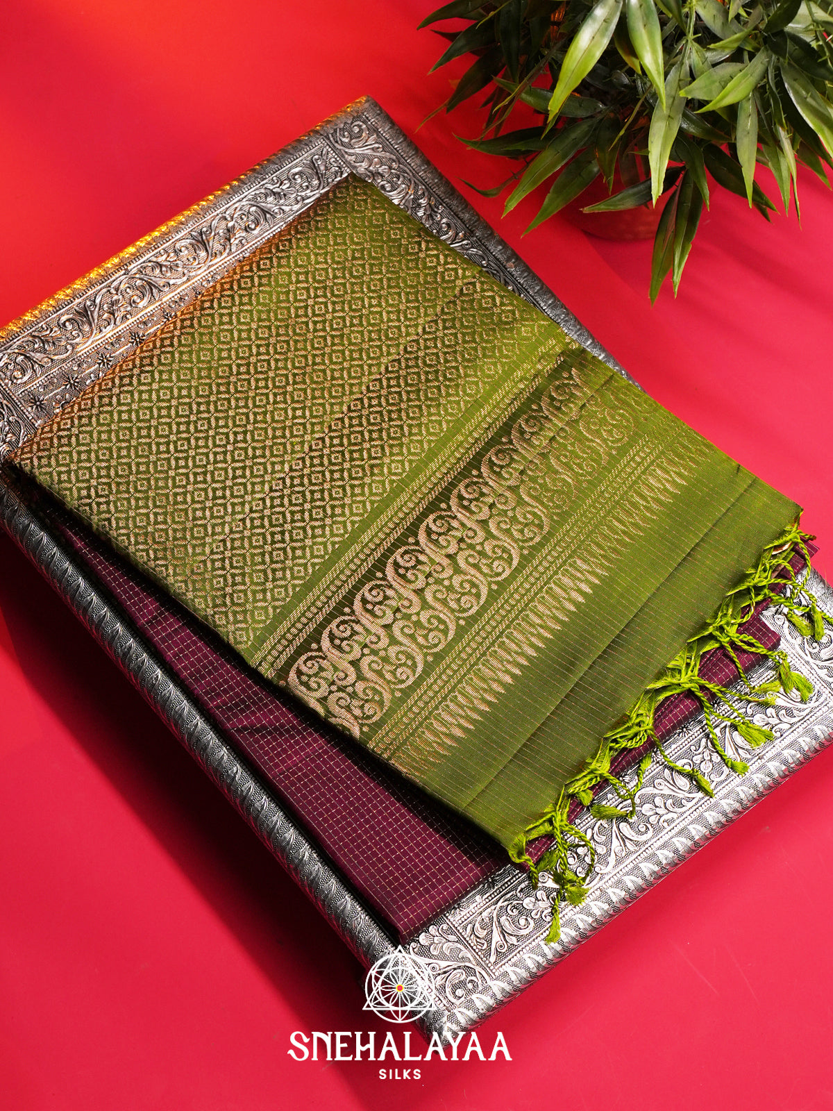 Wine Soft Silk Saree