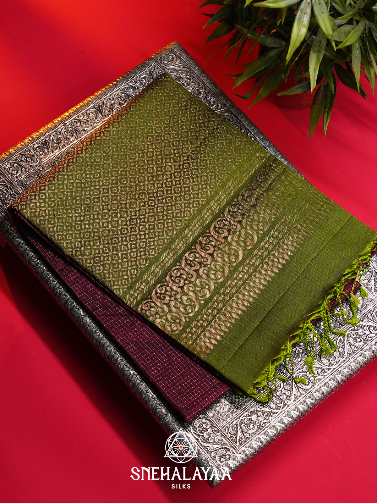 Burgundy Soft Silk Saree